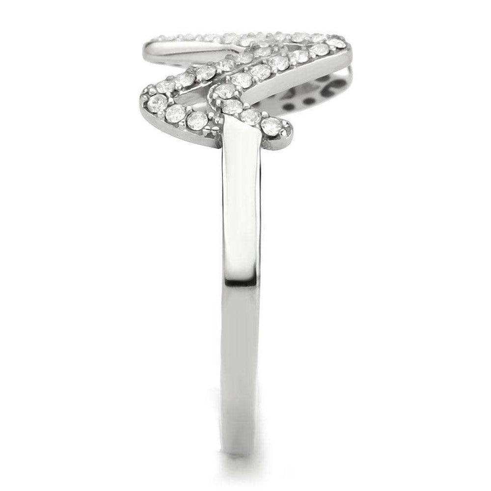 DA339 - No Plating Stainless Steel Ring with AAA Grade CZ in Clear - Alamode - Flyclothing LLC