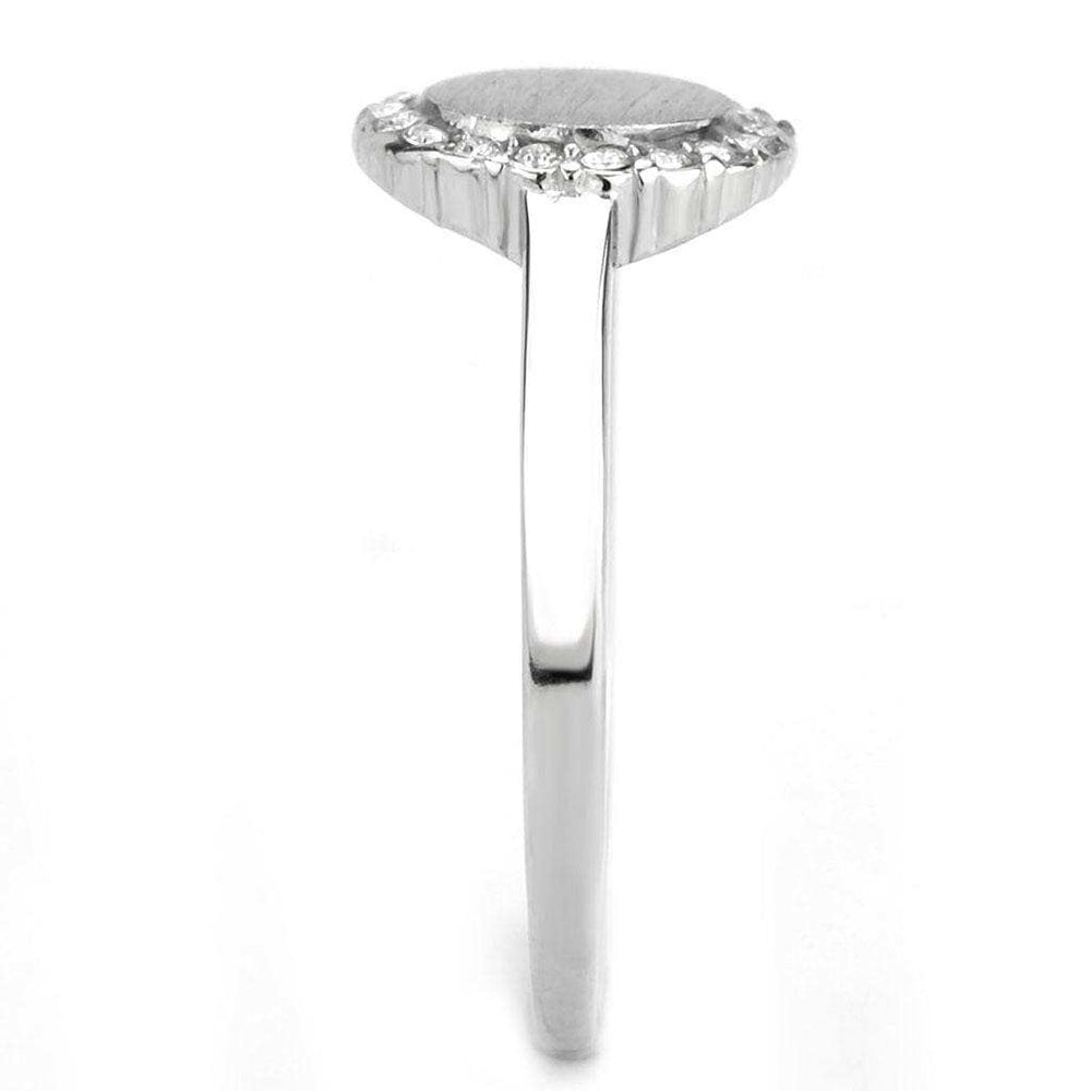 DA340 - No Plating Stainless Steel Ring with AAA Grade CZ in Clear - Alamode - Flyclothing LLC