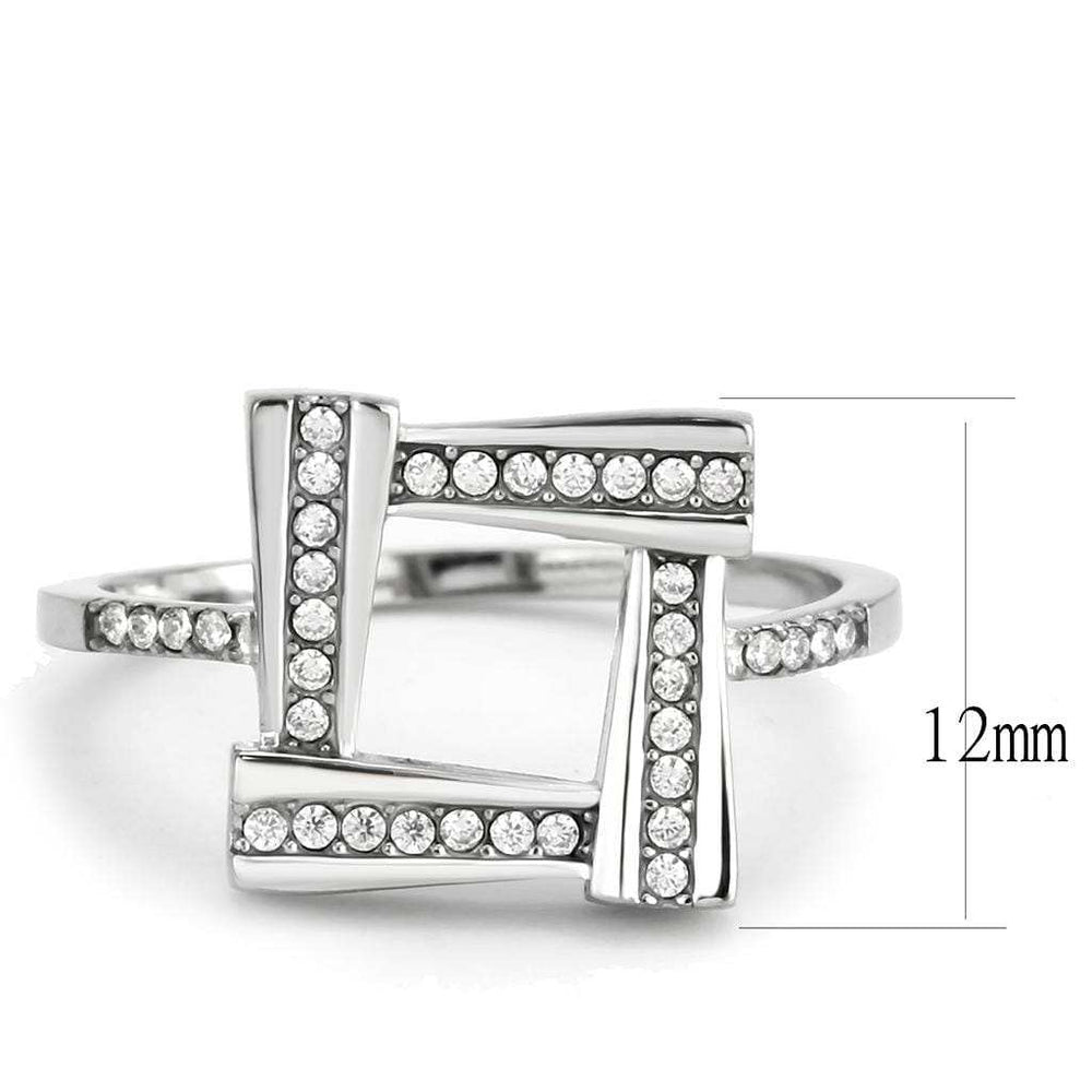 DA341 - No Plating Stainless Steel Ring with AAA Grade CZ in Clear - Alamode - Flyclothing LLC