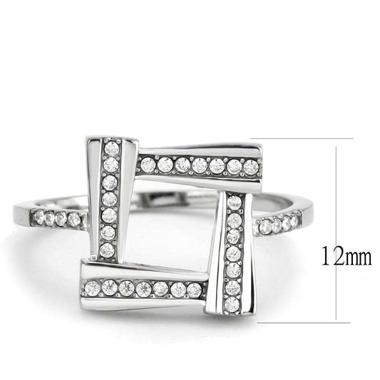 DA341 - No Plating Stainless Steel Ring with AAA Grade CZ in Clear - Alamode - Flyclothing LLC