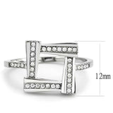 DA341 - No Plating Stainless Steel Ring with AAA Grade CZ in Clear - Alamode - Flyclothing LLC