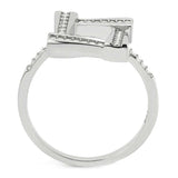 DA341 - No Plating Stainless Steel Ring with AAA Grade CZ in Clear - Alamode - Flyclothing LLC