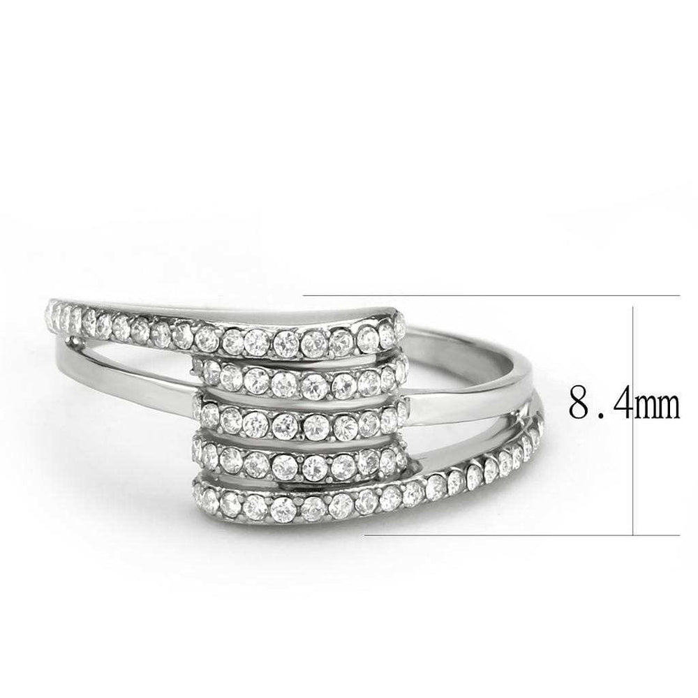 DA342 - No Plating Stainless Steel Ring with AAA Grade CZ in Clear - Alamode - Flyclothing LLC