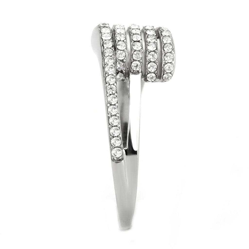 DA342 - No Plating Stainless Steel Ring with AAA Grade CZ in Clear - Alamode - Flyclothing LLC