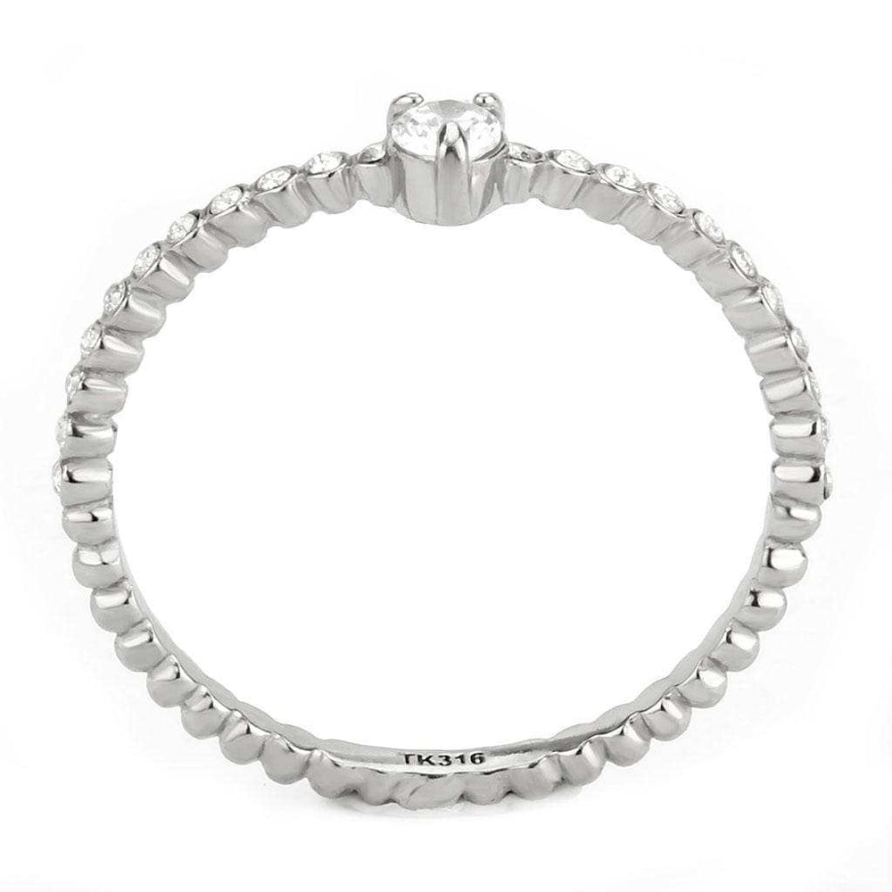 DA343 - No Plating Stainless Steel Ring with AAA Grade CZ in Clear - Alamode - Flyclothing LLC