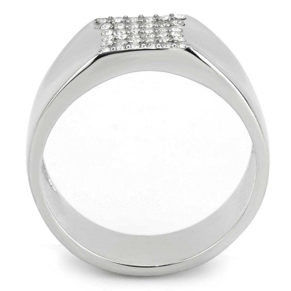 DA345 - No Plating Stainless Steel Ring with AAA Grade CZ in Clear - Alamode - Flyclothing LLC