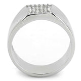 DA345 - No Plating Stainless Steel Ring with AAA Grade CZ in Clear - Alamode - Flyclothing LLC