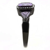 DA346 - IP Black(Ion Plating) Stainless Steel Ring with AAA Grade CZ in Amethyst - Alamode - Flyclothing LLC