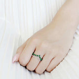 DA347 - High polished (no plating) Stainless Steel Ring with Synthetic Synthetic Glass in Emerald - Alamode - Flyclothing LLC