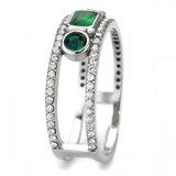 DA348 - High polished (no plating) Stainless Steel Ring with Synthetic Synthetic Glass in Emerald - Alamode - Flyclothing LLC