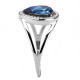 DA349 - High polished (no plating) Stainless Steel Ring with Top Grade Crystal in Montana - Alamode - Flyclothing LLC