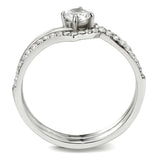 DA350 - High polished (no plating) Stainless Steel Ring with AAA Grade CZ in Clear - Alamode - Flyclothing LLC