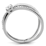 DA351 - High polished (no plating) Stainless Steel Ring with AAA Grade CZ in Clear - Alamode - Flyclothing LLC
