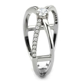 DA351 - High polished (no plating) Stainless Steel Ring with AAA Grade CZ in Clear - Alamode - Flyclothing LLC