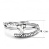 DA355 - High polished (no plating) Stainless Steel Ring with AAA Grade CZ in Clear - Alamode - Flyclothing LLC
