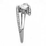 DA355 - High polished (no plating) Stainless Steel Ring with AAA Grade CZ in Clear - Alamode - Flyclothing LLC