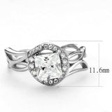 DA357 - High polished (no plating) Stainless Steel Ring with AAA Grade CZ in Clear - Alamode - Flyclothing LLC