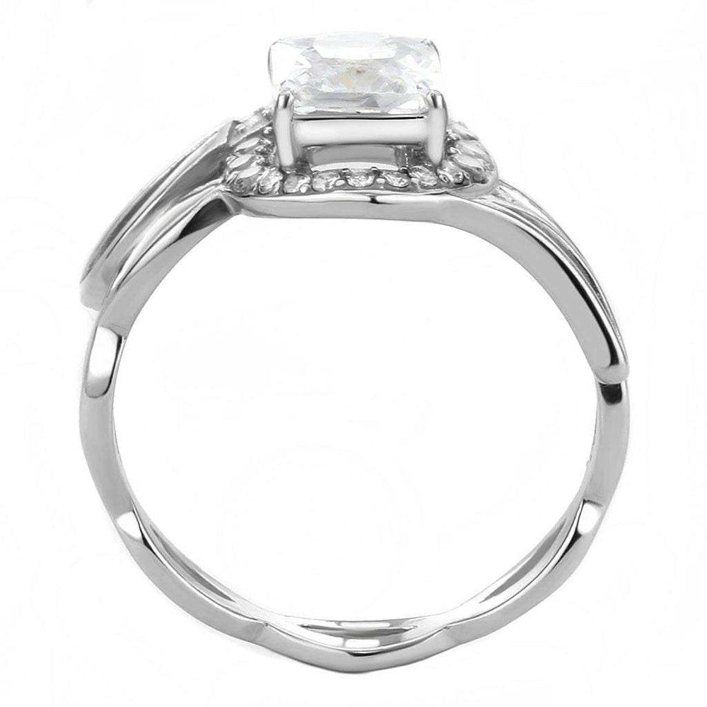 DA357 - High polished (no plating) Stainless Steel Ring with AAA Grade CZ in Clear - Alamode - Flyclothing LLC