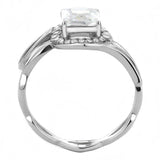 DA357 - High polished (no plating) Stainless Steel Ring with AAA Grade CZ in Clear - Alamode - Flyclothing LLC