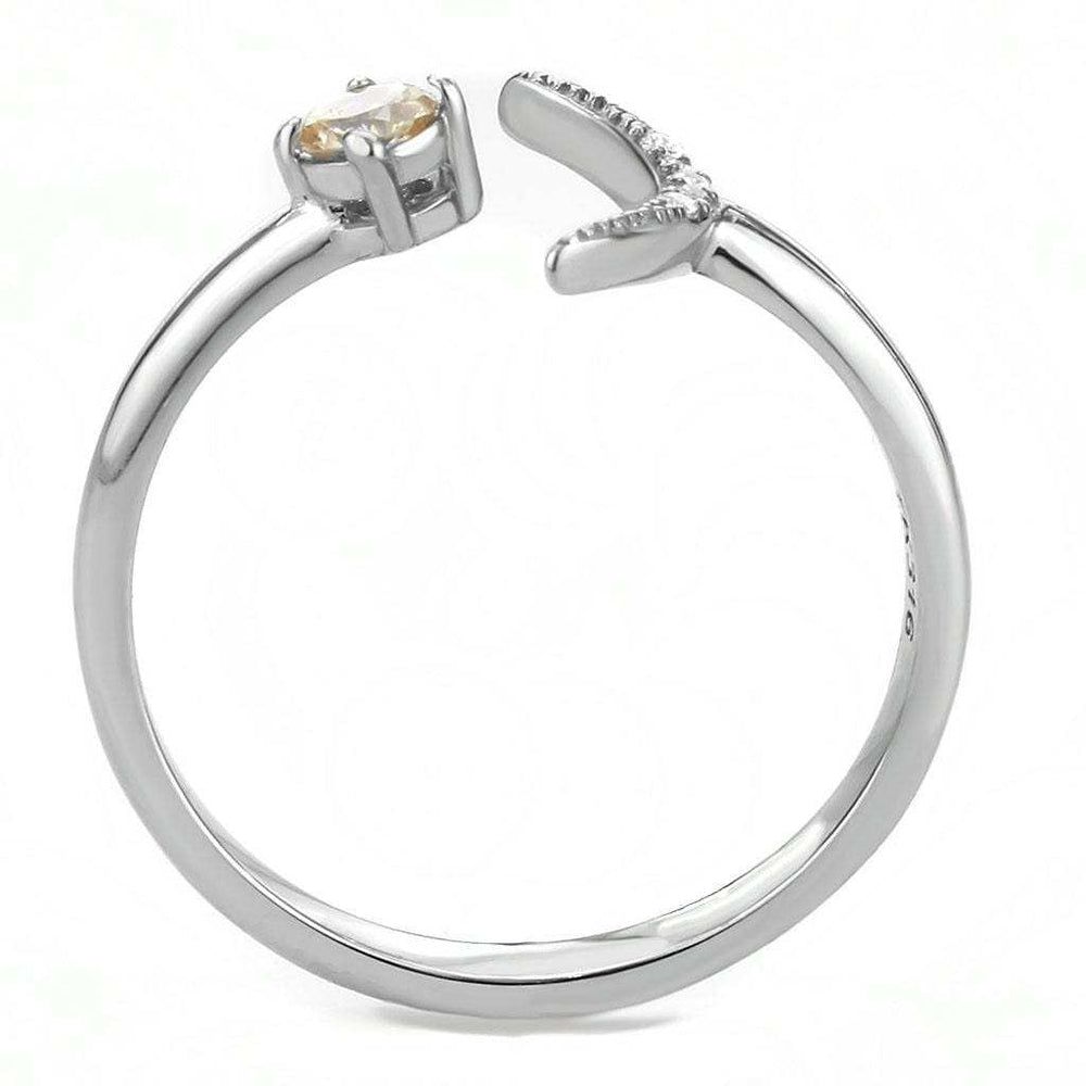 DA358 - High polished (no plating) Stainless Steel Ring with AAA Grade CZ in Champagne - Alamode - Flyclothing LLC