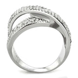 DA361 - High polished (no plating) Stainless Steel Ring with AAA Grade CZ in Clear - Alamode - Flyclothing LLC