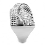 DA361 - High polished (no plating) Stainless Steel Ring with AAA Grade CZ in Clear - Alamode - Flyclothing LLC