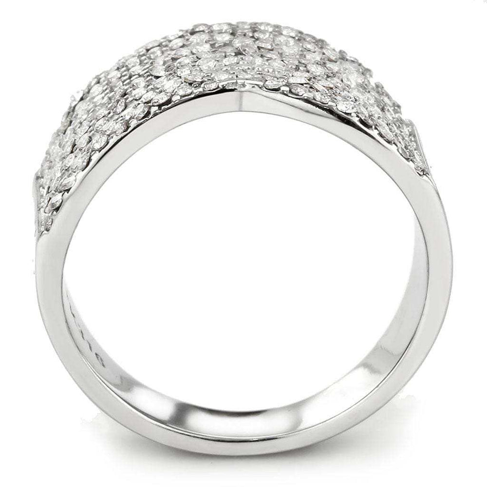DA362 - High polished (no plating) Stainless Steel Ring with AAA Grade CZ in Clear - Alamode - Flyclothing LLC