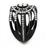 DA363 - IP Black(Ion Plating) Stainless Steel Ring with AAA Grade CZ in Clear - Alamode - Flyclothing LLC