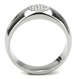 DA367 - High polished (no plating) Stainless Steel Ring with AAA Grade CZ in Clear - Alamode - Flyclothing LLC