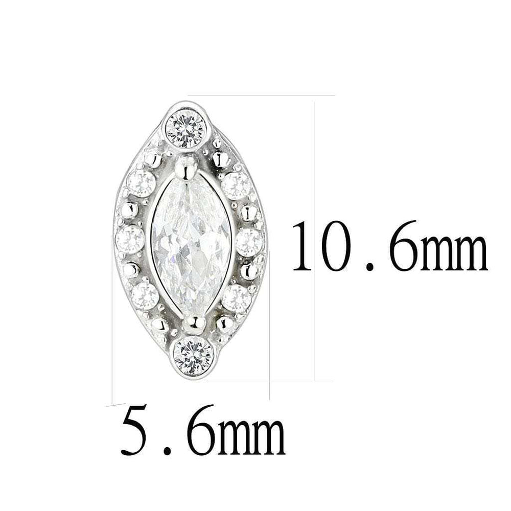 DA368 - High polished (no plating) Stainless Steel Earrings with AAA Grade CZ in Clear - Alamode - Flyclothing LLC