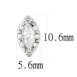 DA368 - High polished (no plating) Stainless Steel Earrings with AAA Grade CZ in Clear - Alamode - Flyclothing LLC