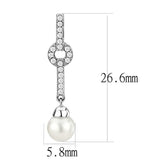 DA370 - High polished (no plating) Stainless Steel Earrings with Synthetic Pearl in White - Alamode - Flyclothing LLC