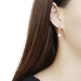 DA370 - High polished (no plating) Stainless Steel Earrings with Synthetic Pearl in White - Alamode - Flyclothing LLC