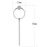 DA371 - High polished (no plating) Stainless Steel Earrings with AAA Grade CZ in Clear