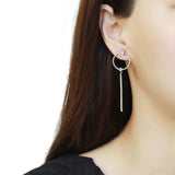 DA371 - High polished (no plating) Stainless Steel Earrings with AAA Grade CZ in Clear - Alamode - Flyclothing LLC