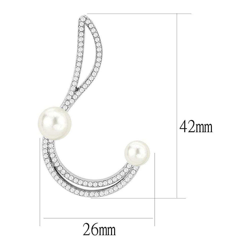 DA375 - High polished (no plating) Stainless Steel Earrings with Synthetic Pearl in White - Alamode - Flyclothing LLC