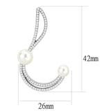 DA375 - High polished (no plating) Stainless Steel Earrings with Synthetic Pearl in White - Alamode - Flyclothing LLC