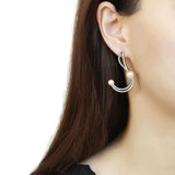 DA375 - High polished (no plating) Stainless Steel Earrings with Synthetic Pearl in White - Alamode - Flyclothing LLC