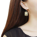 DA378 - High polished (no plating) Stainless Steel Earrings with Top Grade Crystal in Topaz