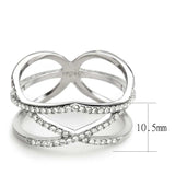 DA381 - High polished (no plating) Stainless Steel Ring with AAA Grade CZ in Clear - Alamode