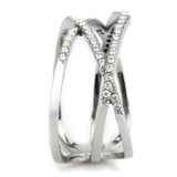 DA381 - High polished (no plating) Stainless Steel Ring with AAA Grade CZ in Clear - Alamode - Flyclothing LLC