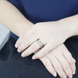 DA381 - High polished (no plating) Stainless Steel Ring with AAA Grade CZ in Clear - Alamode - Flyclothing LLC