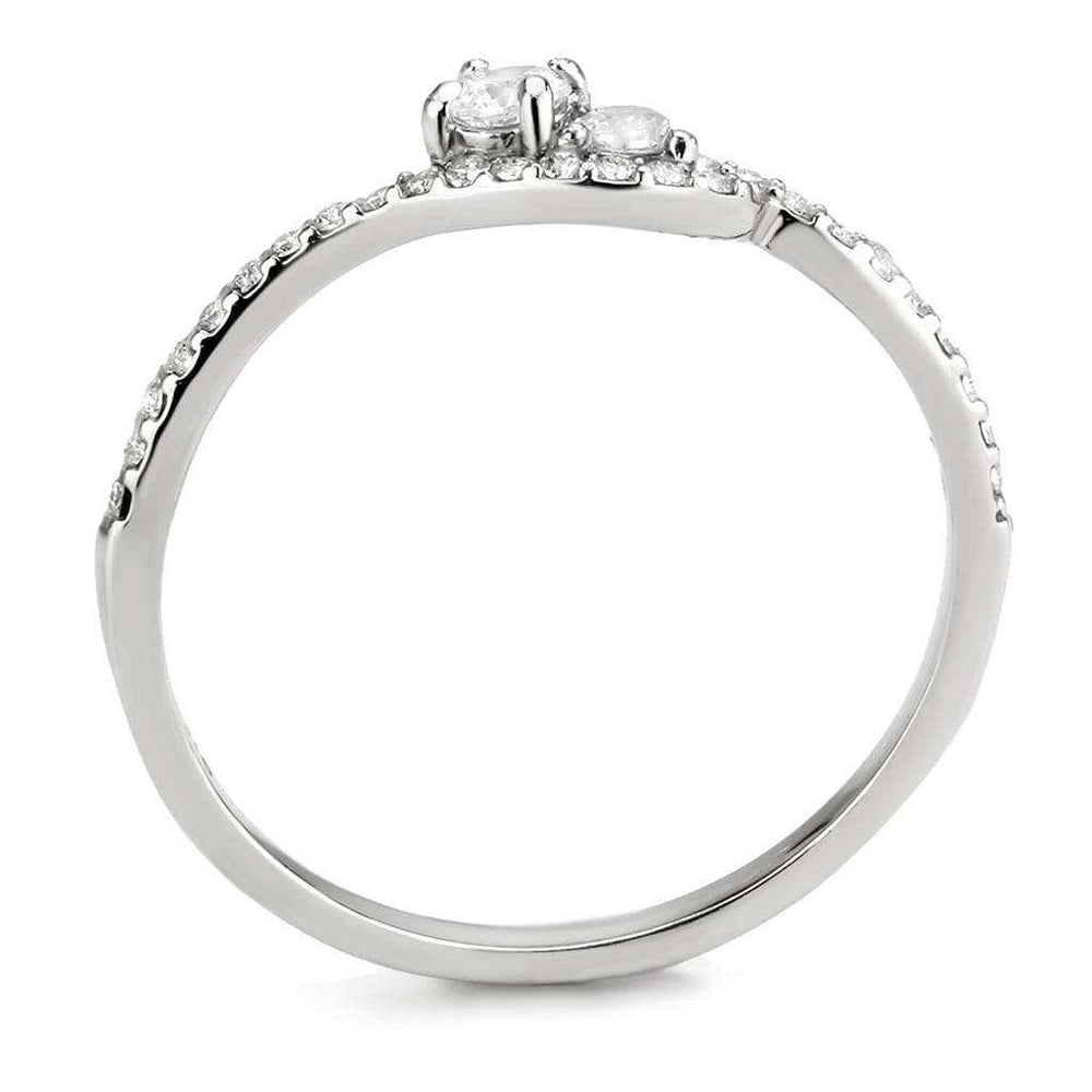 DA382 - High polished (no plating) Stainless Steel Ring with AAA Grade CZ in Clear - Alamode - Flyclothing LLC