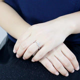 DA382 - High polished (no plating) Stainless Steel Ring with AAA Grade CZ in Clear - Alamode - Flyclothing LLC