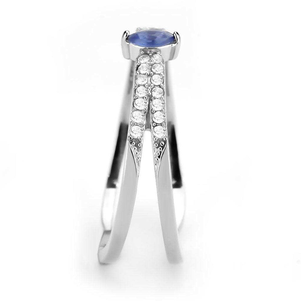 DA383 - High polished (no plating) Stainless Steel Ring with Synthetic in Montana - Alamode - Flyclothing LLC