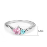 DA384Q - High polished (no plating) Stainless Steel Ring with AAA Grade CZ in Multi Color - Alamode - Flyclothing LLC