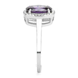 DA385 - High polished (no plating) Stainless Steel Ring with AAA Grade CZ in Amethyst - Alamode - Flyclothing LLC