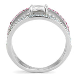 DA386 - High polished (no plating) Stainless Steel Ring with AAA Grade CZ in Multi Color