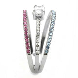 DA386 - High polished (no plating) Stainless Steel Ring with AAA Grade CZ in Multi Color