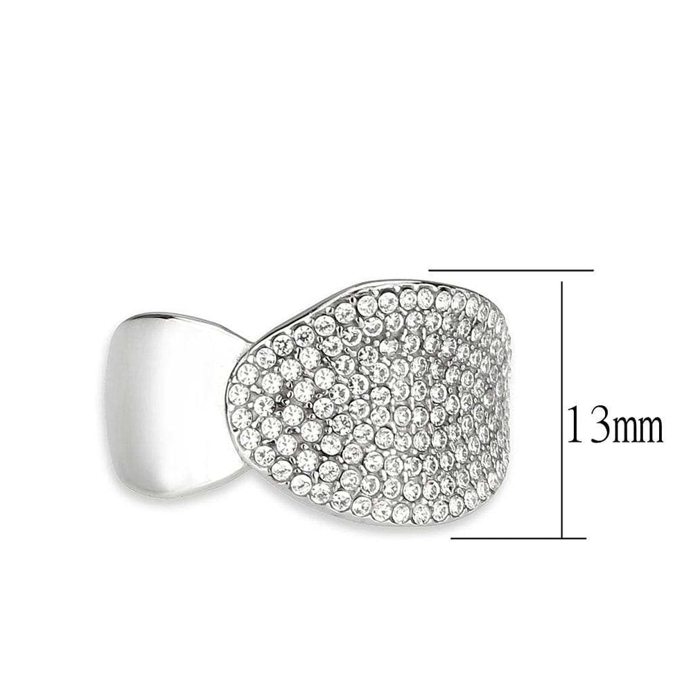 DA388 - High polished (no plating) Stainless Steel Ring with AAA Grade CZ in Clear - Alamode - Flyclothing LLC